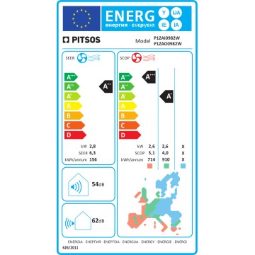 Pitsos P1ZAI0982W / P1ZAO0982W Ioli Eco Silence Κλιματιστικό Inverter 9000 BTU A++/A+ με Ιονιστή και WiFi